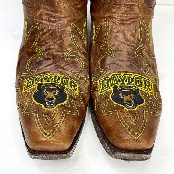 GAMEDAY BOOTS Baylor University Bears Embroidered Cowboy Boots NEW Size 10 Brown